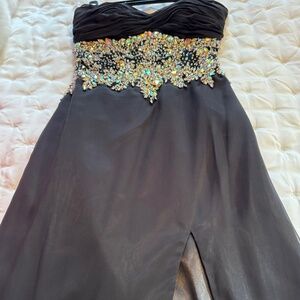 Black Beaded Prom Gown
